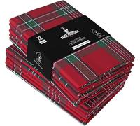 Trade Fountain Cloth Napkins Cotton [12 Pack] - 51 x 51 cm Extra Large Reusable Serviettes - Oversized Reusable Napkins - 100% Pure Cotton - Premium Dinner Napkins (PLAID, Extra Large)