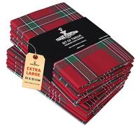 Trade Fountain Plaid Cotton Cloth Napkins [12 Pack] - Extra Large 51 x 51 cm Reusable & Washable Dinner Napkins | Fabric Table Serviettes for Home, Parties, Weddings & Christmas Events