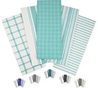 Trade Fountain Tea Towels - 46 X 71 cm Tea Towel Pack of 5 - Durable & Super Absorbent Dish Cloths - Stylish Design Dish Cloth & Towels - 100% Cotton Kitchen Towel (Aqua)