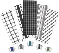 Trade Fountain Tea Towels - Pack of 5 Tea Towels for kitchen Accessories - 50 X 70 CM Kitchen Towels - Extra Absorbent Dish Cloth - 100% Pure Cotton (BLACK)