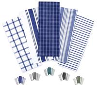 Trade Fountain Tea Towels - Pack of 5 Tea Towels for Kitchen Accessories - 50 X 70 CM Kitchen Towels - Extra Absorbent Dish Cloth - 100% Pure Cotton (BLUE)