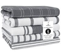 Trade Fountain Tea Towels - Pack of 5 Tea Towels for Kitchen Accessories - 50 X 70 CM Kitchen Towels - Extra Absorbent Dish Cloth - 100% Pure Cotton (GREY)