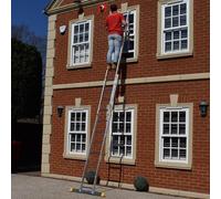 Trade Master Pro® 2 Section Extension Ladder | Auto Locking Clips | Aluminium | Anti Slip Stabiliser bar | 150kg Weight Rating | EN131 Pro Certified | Size: 7.09m