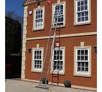 Trade Master Pro® 2 Section Extension Ladder | Auto Locking Clips | Aluminium | Anti Slip Stabiliser bar | 150kg Weight Rating | EN131 Pro Certified | Size: 5.12m