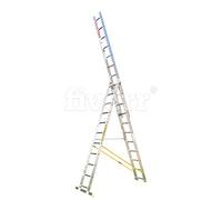 Trade Master Pro® 3 Section Combination Ladder | All in One Extension Ladder, Double Step Ladder | Aluminium | Anti Slip Stabiliser Bar | 150kg Weight Rating | EN131 Pro Certified | Size: 3x11