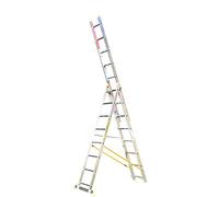 Trade Master Pro® 3 Section Combination Ladder | All in One Extension Ladder, Double Step Ladder | Aluminium | Anti Slip Stabiliser Bar | 150kg Weight Rating | EN131 Pro Certified | Size: 3x8