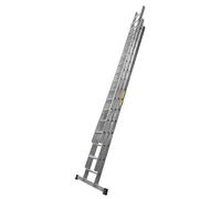 Trade Master Pro® 3 Section Extension Ladder | Auto Locking Clips | Aluminium | Anti Slip Stabiliser bar | Massive 150kg Weight Rating | EN131 Pro Certified | Size: 9.00m