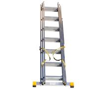 Trade Master Pro® 3 Section Extension Ladder | Auto Locking Clips | Aluminium | Anti Slip Stabiliser bar | Massive 150kg Weight Rating | EN131 Pro Certified | Size: 3.99m