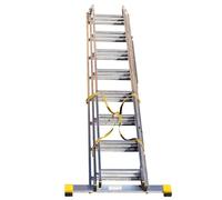 Trade Master Pro® 3 Section Extension Ladder | Auto Locking Clips | Aluminium | Anti Slip Stabiliser bar | Massive 150kg Weight Rating | EN131 Pro Certified (5.69m)