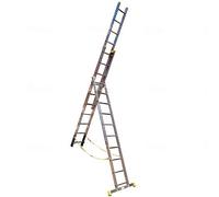 Trade Master Pro® 3 Section Stair Combi-All-in-One Extension Ladder, Step Ladder & Free Standing Ladders | Lightweight Aluminium | 150kg Weight Rating | EN131 Certified | Size: 3x10