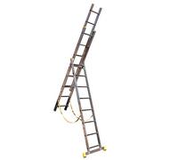 Trade Master Pro® 3 Section Stair Combi-All-in-One Extension Ladder, Step Ladder & Free Standing Ladders | Lightweight Aluminium | 150kg Weight Rating | EN131 Certified | Size: 3x8