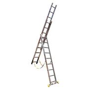 Trade Master Pro® 3 Section Stair Combi-All-in-One Extension Ladder, Step Ladder & Free Standing Ladders | Lightweight Aluminium | 150kg Weight Rating | EN131 Certified | Size: 3x9