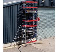 Trade Master Pro® Aluminium Scaffold Tower | Heavy Duty| Height Adjustable | Folding Base Unit | 230 KG Load Capacity | Easy Assembly | EN1004 Certified | 5.7m Working Height