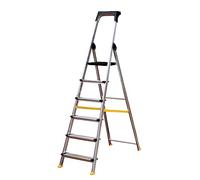 Trade Master Pro® Platform Step Ladders | Heavy Duty Aluminium | Folding Ladder | Non-slip | 150kg Weight Rating | EN131 Certified | 1.23m Platform Height | 6 Step