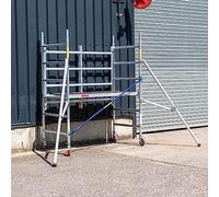 Trade Master Professional Scaffold Tower | 3.2m / 10'6FT Aluminium Tower | 230 KG Load Capacity, Free Built in Leg Height Adjustment, EN1004 Certified, Compact Design, Folding Base Unit, 2x Outriggers