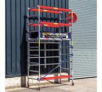 Trade Master Professional Scaffold Tower | 4m / 13'1FT Aluminium Tower | 230 KG Load Capacity, Free Built in Leg Height Adjustment, EN1004 Certified, Compact Design, Folding Base Unit