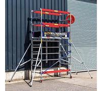 Trade Master Professional Scaffold Tower | 4m / 13'1FT Aluminium Tower | 230 KG Load Capacity, Free Built in Leg Height Adjustment, EN1004 Certified, Compact Design, Folding Base Unit, 4x Outriggers