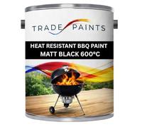 Trade Paints Heat Resistant BBQ Barbeque Paint - Matt Black - 1 Litre - Withstands Up to 600°C - High-Temperature Grill & High Heat Coating