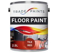 Trade Paints Heavy Duty Quick Dry Floor Paint - Garage, Workshop, Warehouse, Industrial Floor Paint - Ideal For Concrete, Stone, Brick, Wood & Metal (Tile Red, 2.5 l Pack of 1)