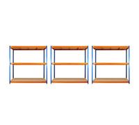 TRADE PRICE DEALS 3 Bay Deal of 3 Tier Industrial Racking Warehouse Storage Shelves Shelf Units Workshop Steel Garage Shelving Unit 350kg Per Shelf (180 x 180 x 45cm)