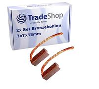 Trade-Shop Bronze Carbon Brushes 7 x 7 x 18 mm 12-24 Volt for Various Car Engines Roller Door Garage Door Drives Alternator Water Pump Pack of 2