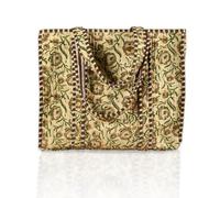 Trade Star 100% Cotton Hand Block Print Quilted Tote Bag Eco-Friendly Boho Shopper Vintage Shoulder Bag for Women, Pattern 10, 18 inches x 6 inches x 15 inches