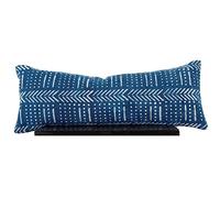 Trade Star Hand Block Printed Lumbar Pillowcase Thick Rug Pillow Cover Large Pillow Sham Indigo Vintage Mudcloth Beautiful Farmhouse Bedding Pillow Cover for Home Decor (14X36 Inches Indigo Snow)