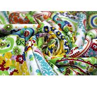 Trade Star - Hand Printed Dressmaking 3 Meter Fabric,Sewing Decorative Fabric By The Meter For Kids,Home Decor Fabric For Cushion Cover,Indian Floral Fabric For Crafting(Pattern 1, 3 Meter)