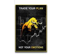 Trade Your Plan Not Your Emotions Finance Stock Market Motivational Canvas Poster Office Wall Art Prints Living Room Decor Gift 50X70Cm No Frame