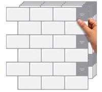 TradeDownCo Peel & Stick Wall Tiles (10 Sheets) - Premium Self-Adhesive Tile Stickers for Kitchen, Bathrooms, Laundry Rooms and More, 12"x12"/30x30cm (Classic White)