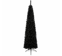 tradefirst Black Pencil Pine Artificial Christmas Tree【 |】Made from PVC, Metal Stand, Wrapped Branches_2.2m