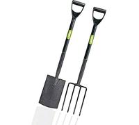tradefirst Carbon Steel Garden Fork And Spade Set With Tilted Plastic Handle, Garden Fork And Spade Heavy Duty, Garden Spade And Fork Set , Garden Tool Set_(102.5Lx 21.5W x 14.5H )