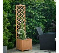 tradefirst Freestanding Wooden Planter Box With Trellis, Rectangular Flowerpot With Lattice, Climbing Plants Trough, Flower Raised Bed Outdoor Garden Lattice Planter (H160cm x W40cm x D40cm)