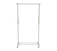 tradefirst steel Heavy Duty Clothes Rail With Wheels & Adjustable Height, Clothes Hanging Storage, Clothes Rails For Bedroom, Extendable Clothes Rail, Easy to Assemble, White & Chrome