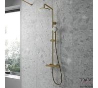 Tradeprices Bathrooms Darcy Dual Head Brushed Brass Thermostatic Shower
