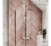 Tradeprices Bathrooms Elliott Square Dual Head Chrome Thermostatic Twin Head Rainfall Shower