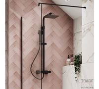 Tradeprices Bathrooms Elliott Square Dual Head Matt Black Thermostatic Twin Head Rainfall Shower