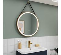nuie LQ712 Salana Modern Bathroom Wall Hung Framed LED Touch Sensor Mirror, Brushed Brass