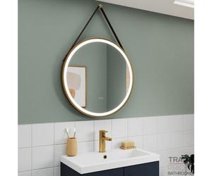 Tradeprices Bathrooms Solar 600mm Brushed Brass Round Led Bathroom Mirror Inc Strap