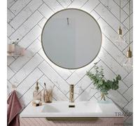 Tradeprices Bathrooms Solar 600mm Round Led Mirror In Brushed Brass