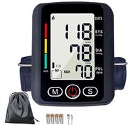 TradeProvider® Automatic Arm Blood Pressure Monitor with Large Display, Battery & Carry Bag | Accurate Digital BP Machine Portable Upper Arm Cuff Monitor with Memory for Home, Travel & Elderly (Black)