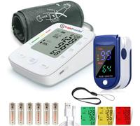 TradeProvider® Automatic Upper Arm Blood Pressure Monitor Digital BP Machine with Pulse Oximeter Combo 22-42cm Large Cuff USB Battery Powered Clinical Accurate Nurse Work Accessories and Home Use
