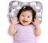 TradeProvider Baby Head Support Cushion for Pram, Pushchair, Stroller, Soft Breathable Cotton Infant Support Pad, Machine Washable Newborn Travel Headrest, Baby Shower, Not for Sleep (Pink Stardust)