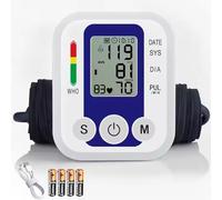 TradeProvider Blood Pressure Monitor Digital Upper Arm BP Machine with Voice Prompt, Double Memory, LCD Display Large Cuff (22-36cm), Heart Rate Hypertension Monitor, Home Use (Blue Digital Monitor)