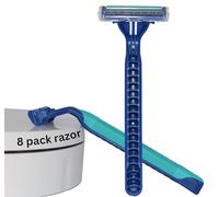 TradeProvider® Men’s Disposable Razors (8 pack) - Double Blade Chrome Coated Sharp Blades for Men & Women Facial Hair Removal