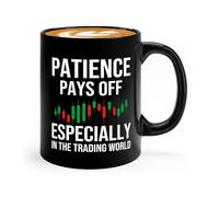 Trader Coffee Mug 11oz Black -Patience pays off - Businessman Financial Advisor Day Trading Stock Market Dividends Investor Finance Profit