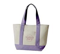 Trader Joe's Large Canvas Tote Bag, Lavender, Cotton, Reusable Shopping Tote, 43x33x15 cm