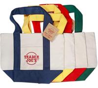 Trader Joe's Mini Canvas Tote Bag, Reusable Cotton Carry Tote, 4 Pack Combo