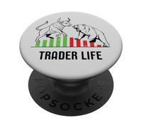 Trader Life Bull vs Bear Stock Market PopSockets Adhesive PopGrip