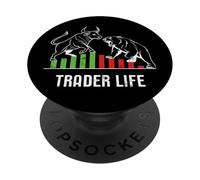Trader Life Bull vs Bear Stock Market PopSockets Adhesive PopGrip